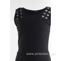 Black sleeveless skirt with eyelet at front